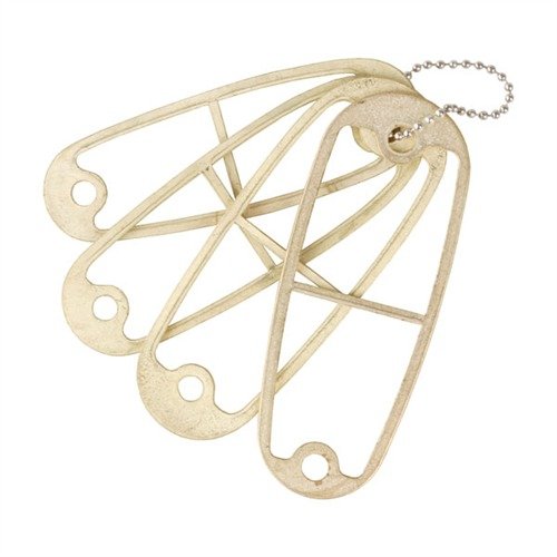 Ensure precision while shaping Pachmayr recoil pads with brass templates that prevent cutting into steel reinforcement plates; includes four sizes for all pads.