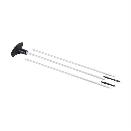 .22 and .30 caliber cleaning rods feature durable aluminum construction, swiveling handles, and standard threads for versatile use with various jags and brushes.