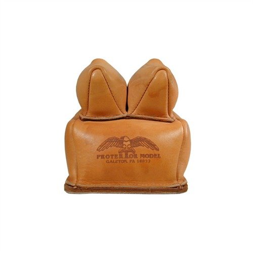 The NO. 13B Custom Rabbit Ear Rear Bag features all-leather construction, a stable design, and allows smooth rifle movement during recoil, perfect for precision shooting.