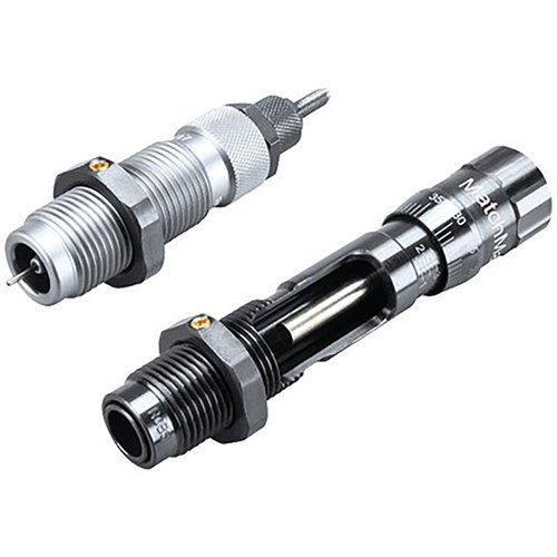 Achieve precision with the RCBS MatchMaster die set, featuring a Full Length Sizing Die, titanium nitride expander, and a micrometer adjustable seating die.