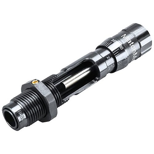 Experience effortless bullet seating with the RCBS MatchMaster die, featuring a bullet loading window, micrometer adjustability, and a self-centering system for precision.