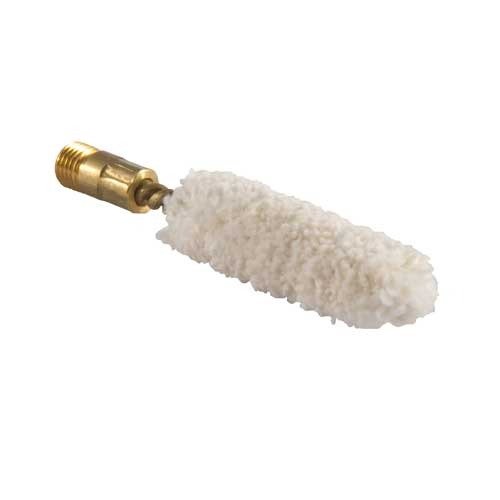 Dewey Shotgun Bore Mops are made from 100% cotton with durable brass cores and couplings, designed for standard 5/16-27 shotgun rods for effective cleaning.