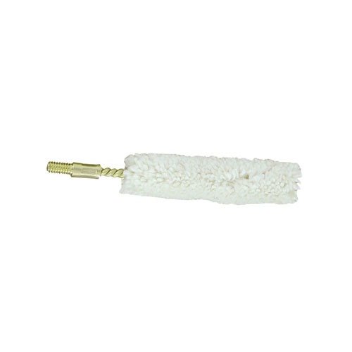 Dewey 17 Caliber Bore Mop features 100% cotton with brass cores for effective solvent application, rust prevention, and chamber cleaning, reusable for multiple uses.