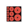 Enhance your shooting accuracy with Birchwood Casey's self-adhesive fluorescent target spots, featuring high visibility and black diamond centers for precise sighting.