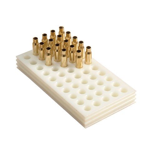 Durable, easy-to-clean HEAVY DUTY POLY LOADING BLOCKS with finger grooves and chamfered holes for easy case entry, perfect for medium and long cartridges.