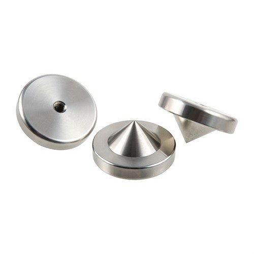 Enhance your F-Class shooting with Sinclair's stainless steel rest feet, preventing sinking in loose terrain, featuring a conical point for stability.