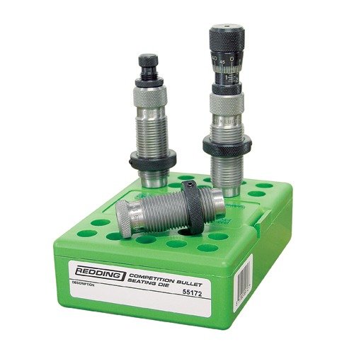 The Redding Competition Pro Carbide Die Set offers precise bullet seating, superior crimping, and easy case entry, perfect for progressive reloading machines.