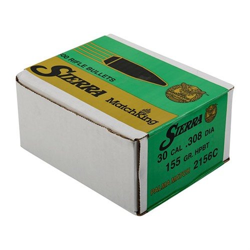 The Sierra 30 Cal 155gr Palma HPBT bullets offer unmatched long-range accuracy with a streamlined design, perfect for competitive shooters and precision enthusiasts.