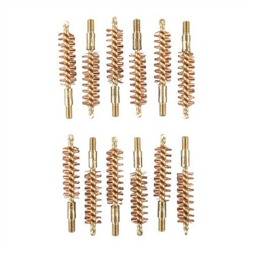 Ensure optimal cleaning of your firearms with the Dozen Pack Bronze Pistol Brushes, designed for 9MM, .38, and .357 calibers, featuring durable 8-32M threads.