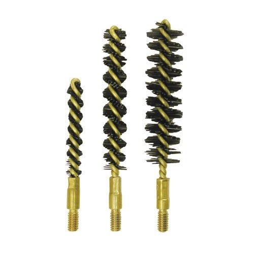 The SINCLAIR INTERNATIONAL Dozen Pack Nylon Pistol Brushes are perfect for cleaning 22 caliber firearms, featuring durable nylon bristles and an 8-32M thread for easy use.