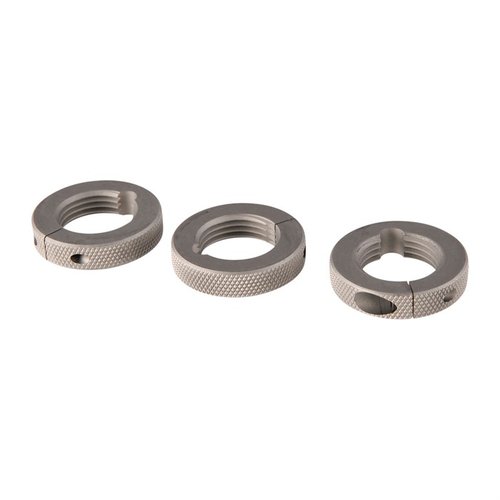 Sinclair's Cross Bolt Die Lock Rings are stainless steel, fit 7/8-14 dies, feature a non-contact design for threads, and work seamlessly with Forster CO-AX Press.