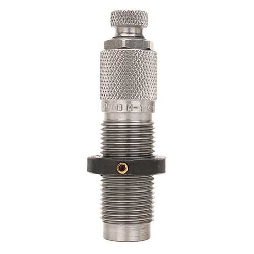The LYMAN .380-9MM Neck Expanding M Die ensures consistent bullet seating, prolongs brass life, and prevents bullet shaving during reloading with its two-step operation.