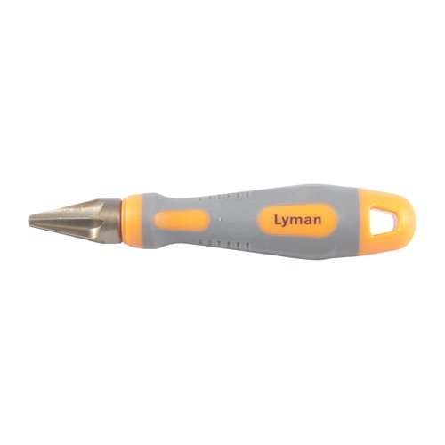 The LYMAN VLD Chamfer/Reamer Tool ensures precision loading of VLD bullets by removing sharp case edges, featuring a comfortable ergonomic handle and a proven 22° chamfer.