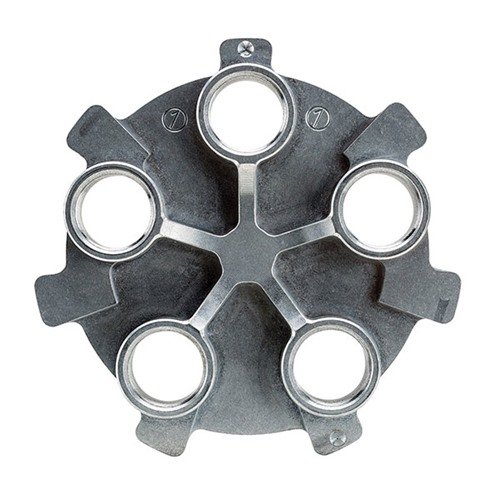 The RCBS Pro Chucker 5 Die Plate allows for quick caliber changes and keeps your reloading dies set up, saving time by eliminating adjustments each session.