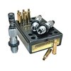 Experience precision reloading with the Redding 222 Remington Premium Deluxe Die Set, featuring a Carbide Size button for effortless resizing and a Bullet Micrometer for accurate seating.