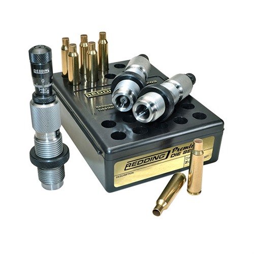 The Redding 6.5x55mm Swedish Premium Deluxe Die Set offers superior precision with a Carbide Size button and Bullet Micrometer for effortless resizing and accurate seating.