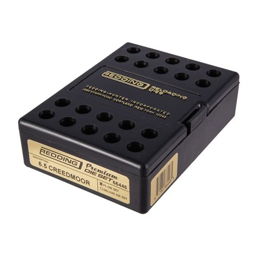 Enhance your handloading with the Redding 6.5mm Creedmoor Premium Die Set, featuring a Full Length sizing die and a micrometer seating die for precision.