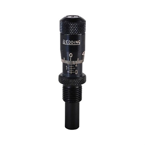 The Redding #13 Flat Bullet Seating Micrometer offers precise seating depth adjustments for various bullet shapes, easily interchangeable across standard Redding Seating Dies.