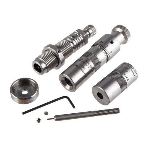 The L.E. Wilson Bushing Full Length Die Kit offers precise resizing, adjustable seating depth, and a case length gauge for consistent, reliable ammo.