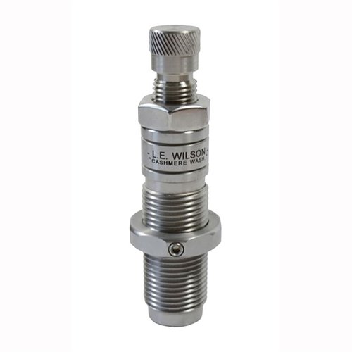 Achieve precise neck tension with the L.E. Wilson Bushing Full Length Die, featuring adjustable decapping, durable heat-treated steel, and interchangeable bushings.