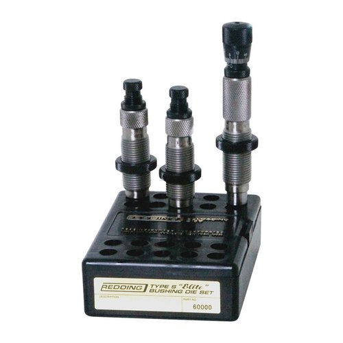 The Redding TYPE-S Elite Bushing Die Set offers precise neck tension control, enhanced accuracy, and consistency for 85 cartridges, perfect for serious handloaders.