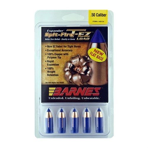 Experience effortless loading with Barnes Spit-Fire T-EZ bullets, featuring match-grade accuracy, 100% copper construction, and superior expansion for maximum impact.