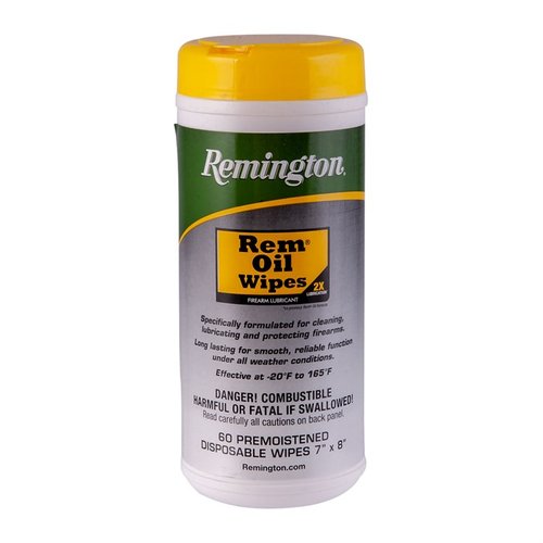 Remington Oil Wipes penetrate metal pores, leaving a durable film for reduced wear, advanced moisture resistance, and rust protection—perfect for firearm maintenance.