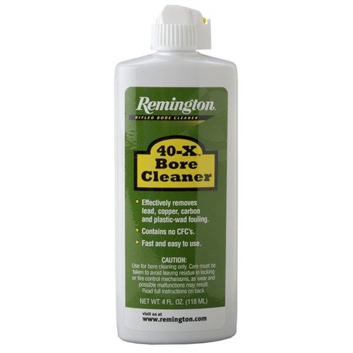 Remington Bore Cleaner swiftly eliminates lead, copper, carbon & plastic wad fouling with natural abrasives, ensuring a scratch-free clean and eco-friendly formula.