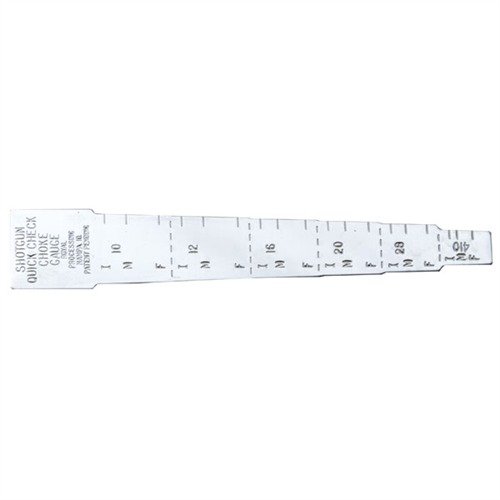 The Royal Quick Check Choke Gauge is a portable, stainless steel tool that swiftly measures choke constriction for all shotgun gauges, perfect for quick checks.