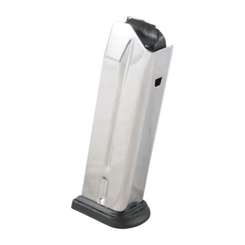 Experience reliable feeding and maximum firepower with Springfield Armory's polished stainless steel .40 S&W magazines, featuring easy-clean polymer base pads and quick round count.