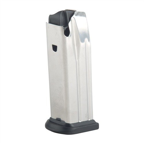 Experience smooth, reliable feeding with the XDM Compact 13rd 9mm Magazine, featuring a polished stainless steel body and easy-clean polymer base pad.