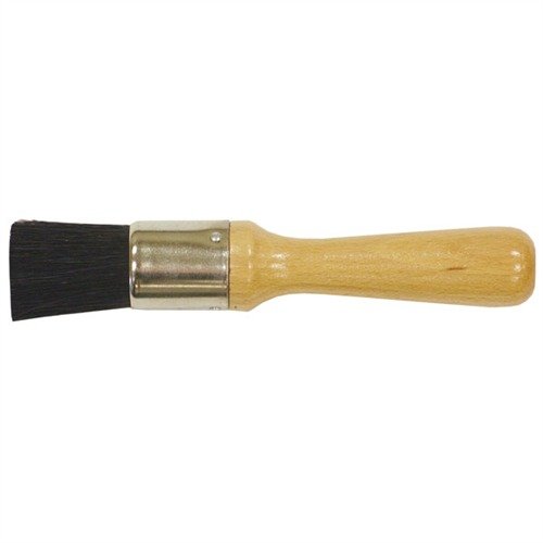 The Brownells Armorer's Brush features a varnished wood handle and natural bristles, perfect for gently removing metal filings and dirt from actions and recesses.