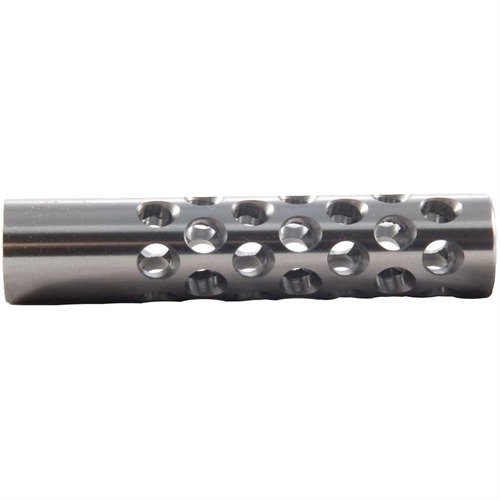 #01 Muzzle Brake enhances recoil control with 42 ports for reduced muzzle rise; requires gunsmithing for optimal fit and accommodates bullets up to .44 caliber.