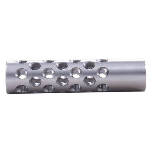 The Shrewd #1 Muzzle Brake 22 Caliber features 42 ports for maximum recoil control, reducing felt recoil and muzzle rise, with gunsmithing required for optimal fit.