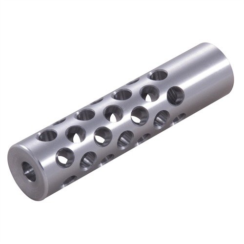 The Shrewd #2 Muzzle Brake features 42 ports for maximum recoil control, softening felt recoil and reducing muzzle rise, perfect for gunsmithing enthusiasts.