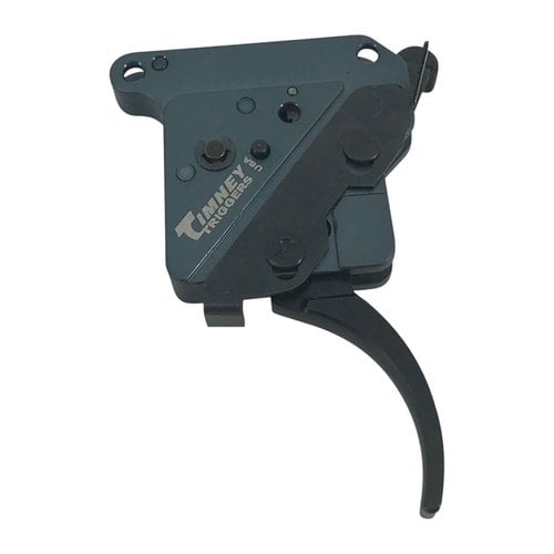 The Timney Hit Trigger offers adjustable pull weight from 8 oz to 2 lbs, precision machined components, and options for straight or curved shoes in black or nickel finishes.