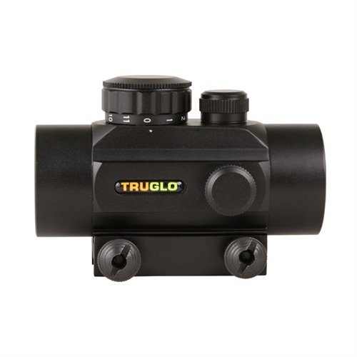 Experience quick target acquisition with the TRUGLO Traditional 30mm Red Dot Sight, featuring a durable aluminum body, wide field of view, and 1X magnification.