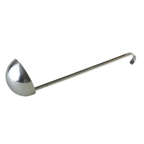 The Brownells Stainless Steel Dipper features a long handle and bent design for easy side pouring, making water addition to your Bluing Bath hassle-free.