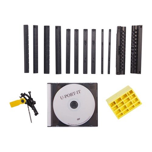 Easily drill recoil-reducing ports in any shotgun with the U-PORT IT Shotgun Porting Jig #2, featuring durable aluminum construction and complete with tools.