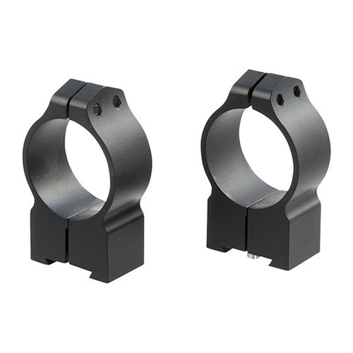 The WARNE MFG. COMPANY MAXIMA TIKKA RINGS feature a durable matte black finish and a 30mm high design, ensuring a secure fit and optimal scope alignment for precision shooting.