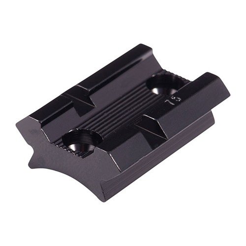 The WEAVER #75 Base offers durable aluminum construction, a polished blue or matte finish, and compatibility with Top Mount and See-Thru Mount Rings for versatile mounting.