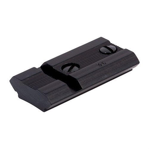 The WEAVER #36M Base offers durable aluminum construction with a polished blue finish, compatible with Top Mount and See-Thru Mount Rings for versatile mounting.