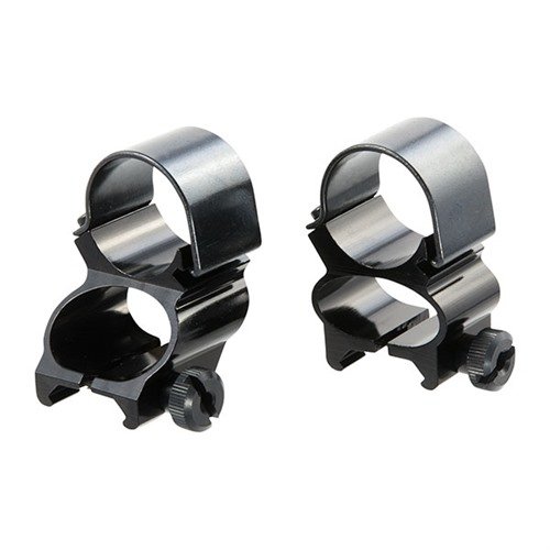 The Weaver See-Thru Mount Rings provide versatile mounting options for scopes and iron sights, featuring a satin blue finish and 3/4" eye relief adjustment.