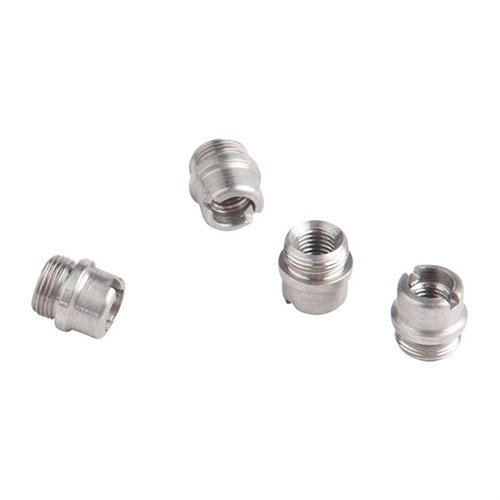 Upgrade your 1911 with Wilson Combat's stainless grip screw bushings, a direct replacement for damaged ones, sold as a set of 4 for reliable performance.
