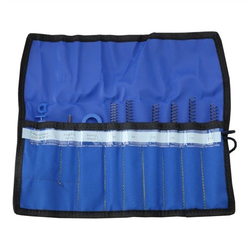 The Wilson Combat 1911 Spring Caddy offers a complete kit of recoil springs, SHOK-BUFFS, and tools, all in a portable pouch for easy access during shooting.